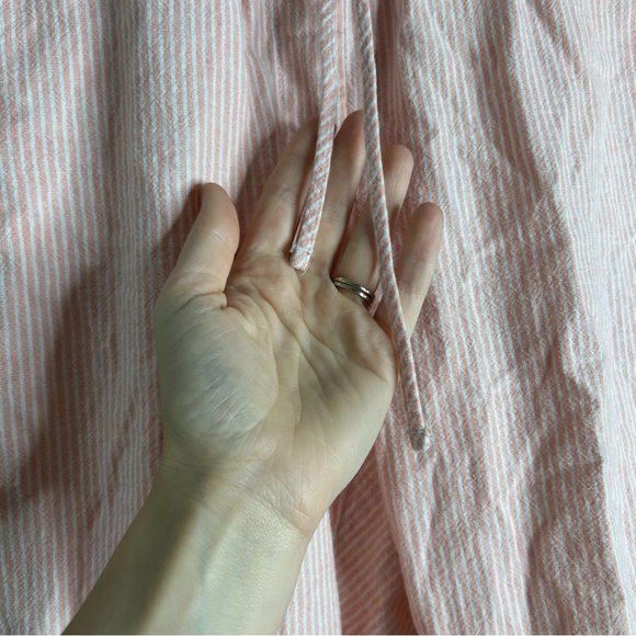 J. Crew Striped Linen Cotton Blend Drawstring Pants Women’s 10 Pink Coastal Chic - Picture 4 of 9